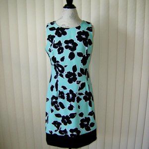 Ronni Nicole summer dress, size 10, sleeveless, green and black print.